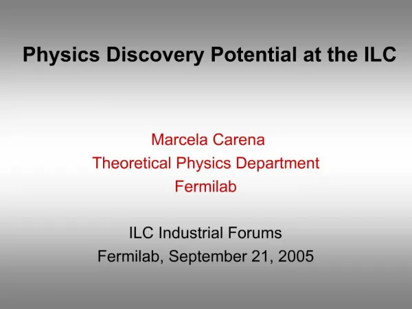 Physics Discovery Potential at the ILC
