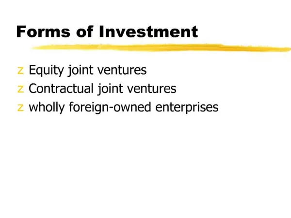 Forms of Investment