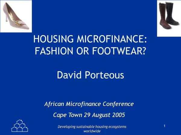 HOUSING MICROFINANCE: FASHION OR FOOTWEAR David Porteous