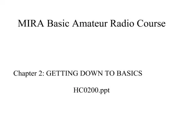 MIRA Basic Amateur Radio Course
