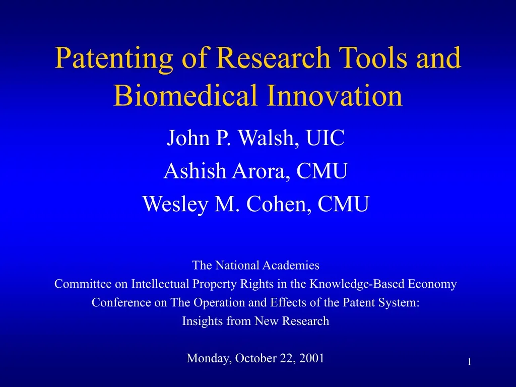 patenting of research tools and biomedical innovation