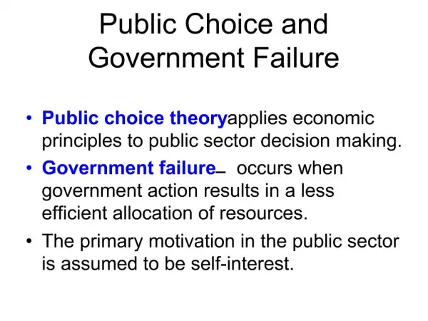Public Choice and Government Failure