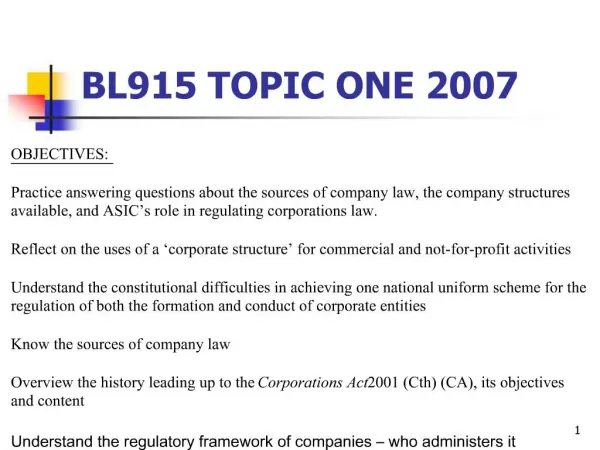 BL915 TOPIC ONE 2007