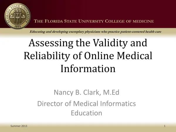 Assessing the Validity and Reliability of Online Medical Information