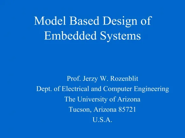 Model Based Design of Embedded Systems
