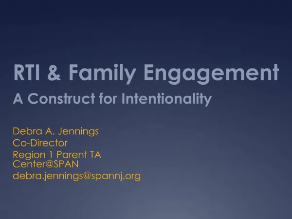 RTI Family Engagement A Construct for Intentionality