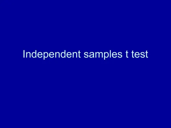 Independent samples t test