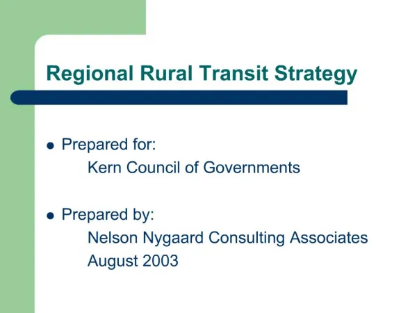Regional Rural Transit Strategy