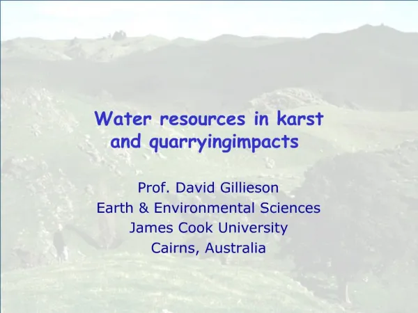 Water resources in karst and quarrying impacts