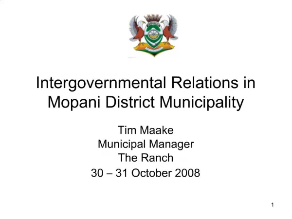 Intergovernmental Relations in Mopani District Municipality
