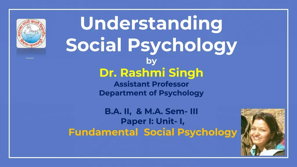 understanding social psychology by dr rashmi