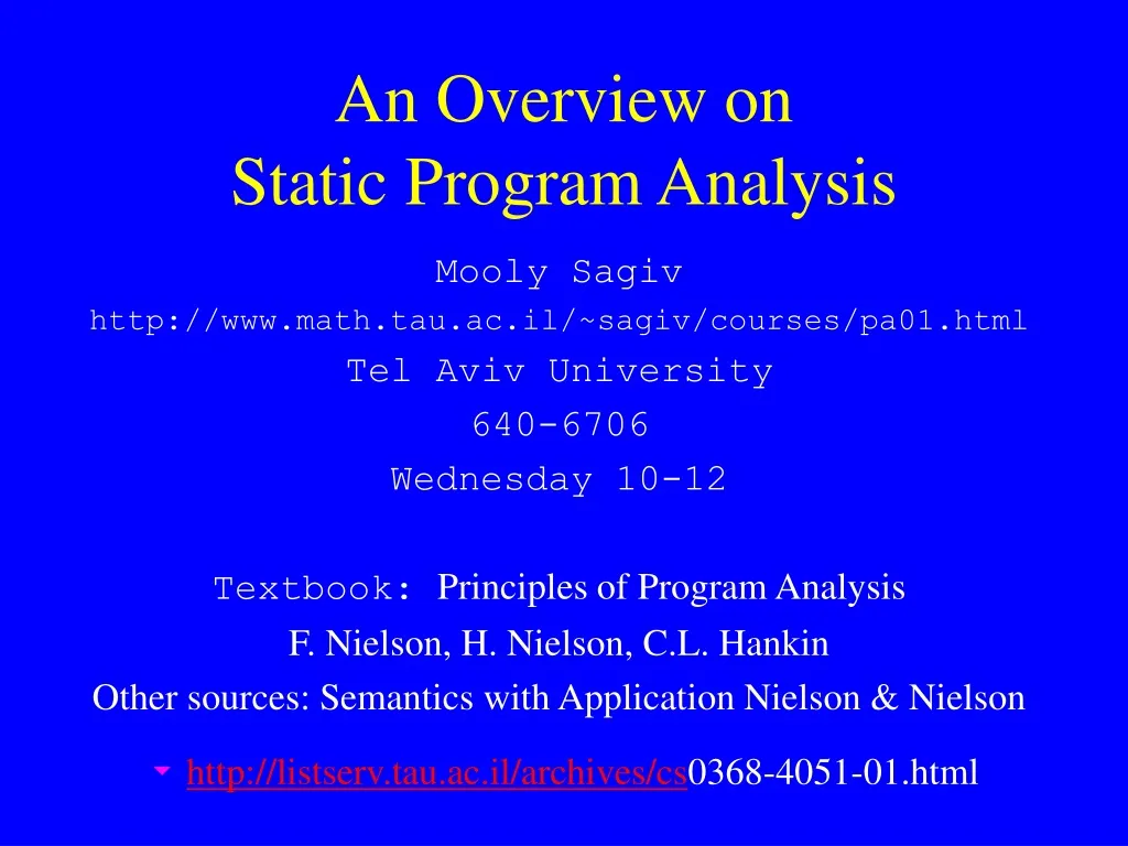 an overview on static program analysis