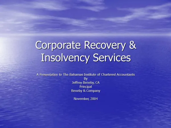 Corporate Recovery Insolvency Services