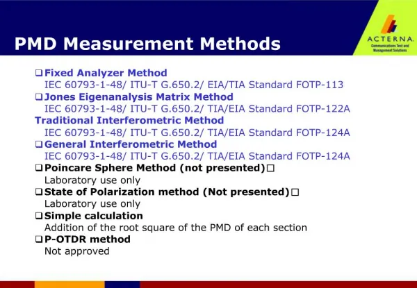 PMD Measurement Methods