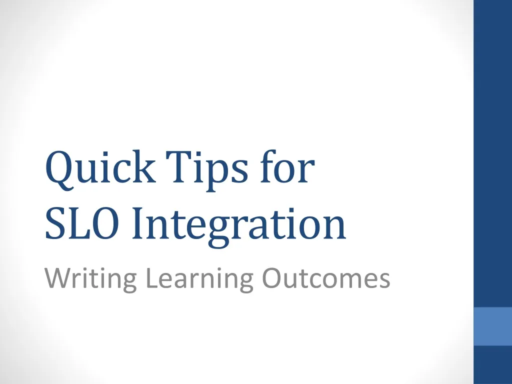 quick tips for slo integration