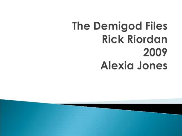 The Demigod Files Rick Riordan 2009 Alexia Jones