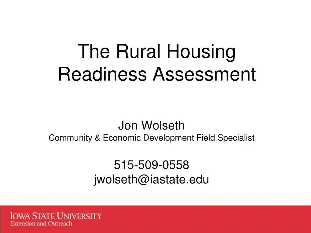 the rural housing readiness assessment