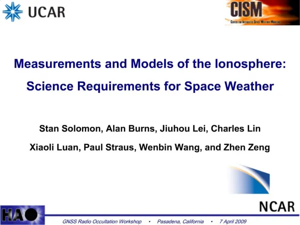 Measurements and Models of the Ionosphere: Science Requirements for Space Weather