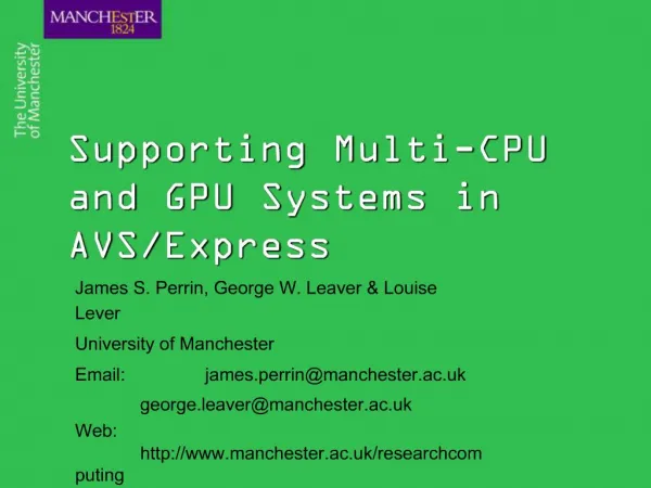 Supporting Multi-CPU and GPU Systems in AVS
