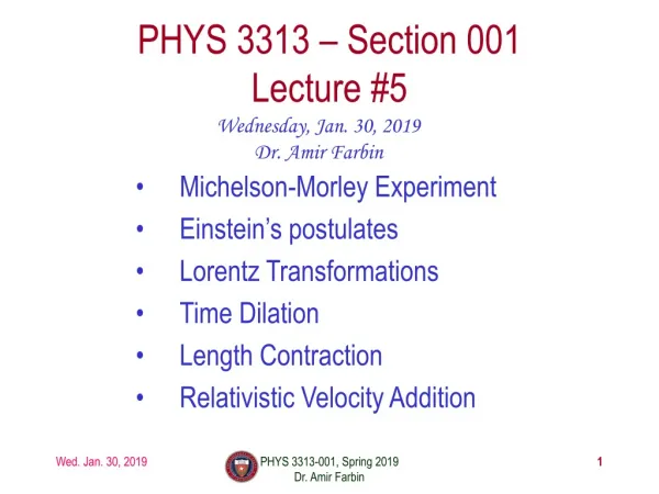 PHYS 3313 – Section 001 Lecture #5