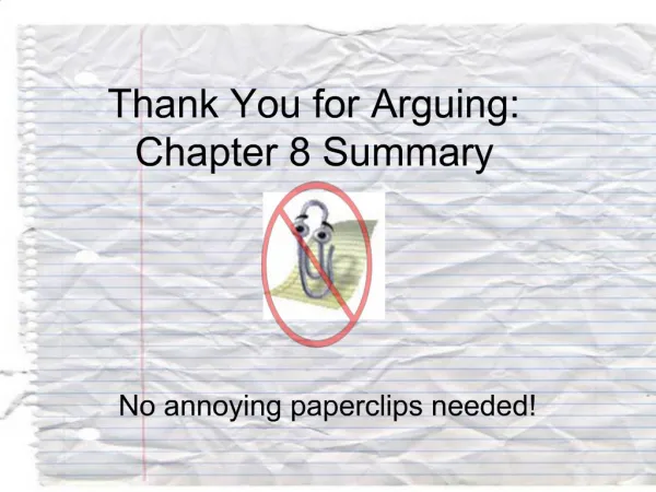 Thank You for Arguing: Chapter 8 Summary