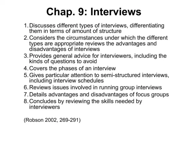 Chap. 9: Interviews
