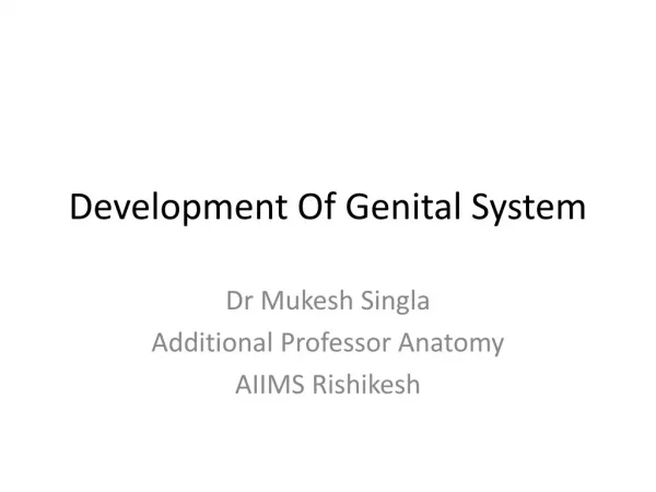 Development Of Genital System