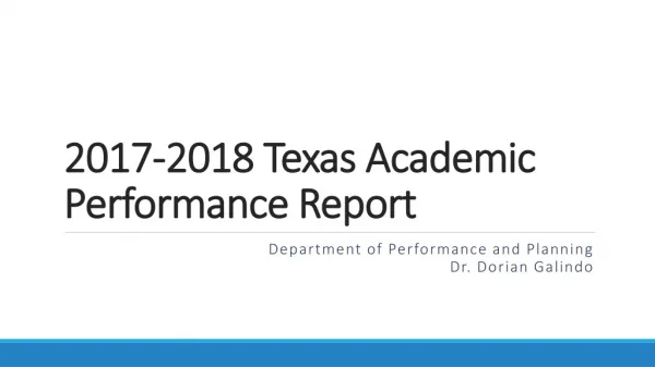 2017-2018 Texas Academic Performance Report