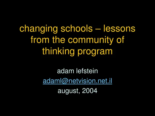 changing schools – lessons from the community of thinking program