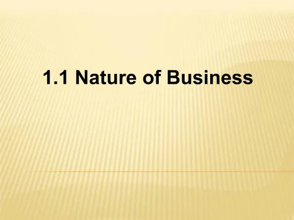 1.1 Nature of Business