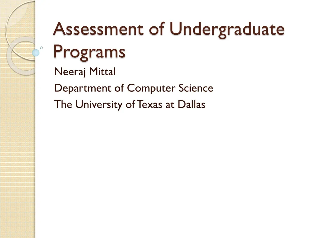 assessment of undergraduate programs