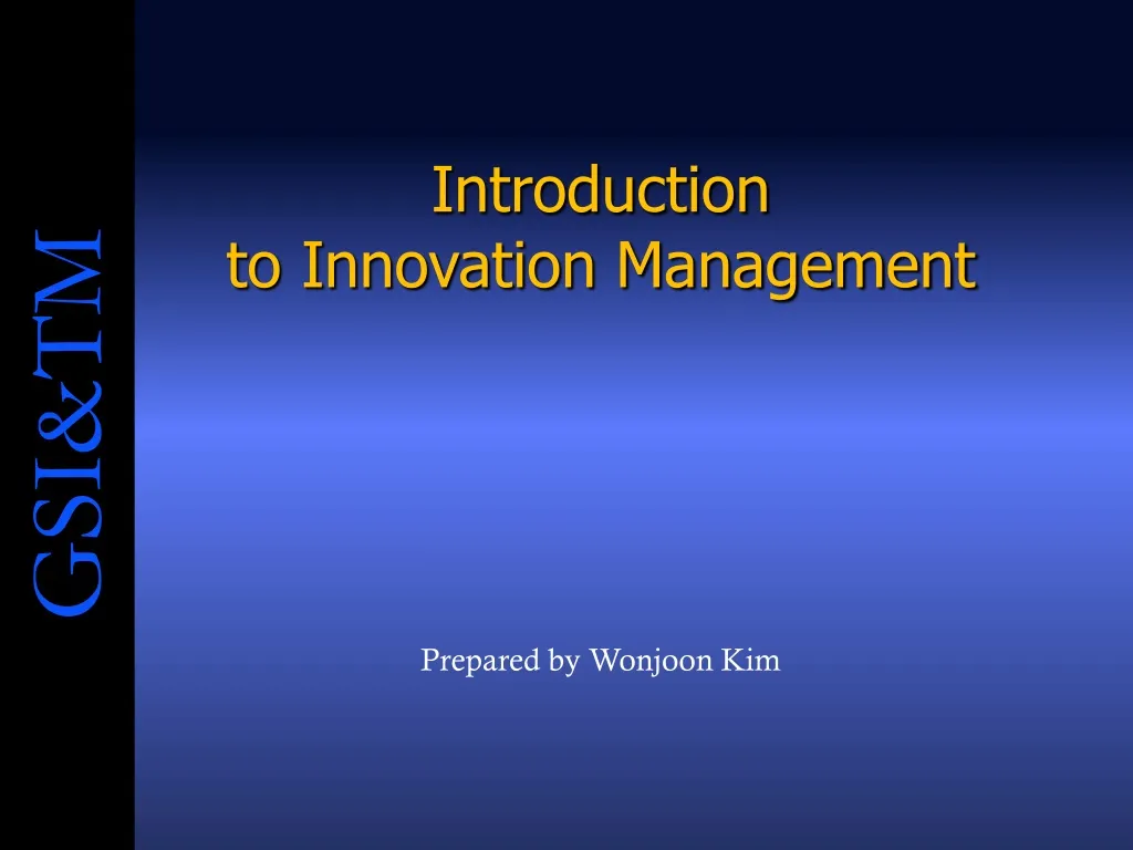 introduction to innovation management prepared