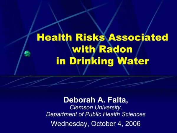 Health Risks Associated with Radon in Drinking Water