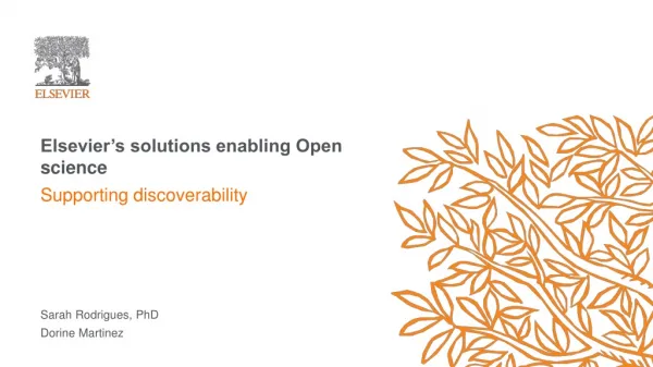 Elsevier’s solutions enabling Open science