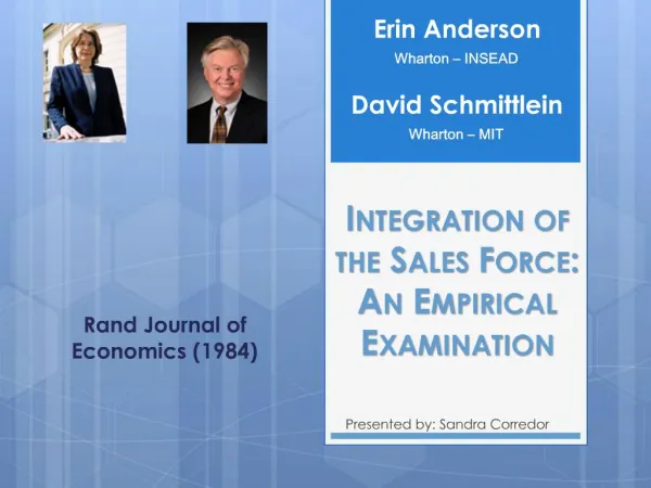 Integration of the Sales Force: An Empirical Examination