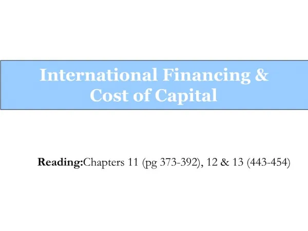 International Financing Cost of Capital