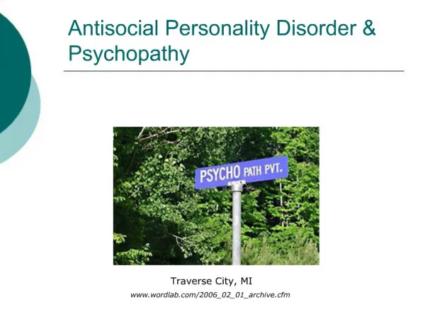 Antisocial Personality Disorder Psychopathy