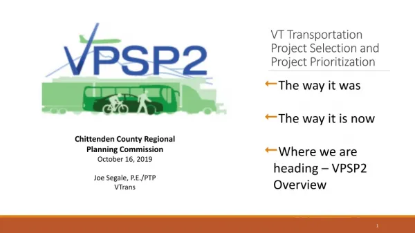 VT Transportation Project Selection and Project Prioritization