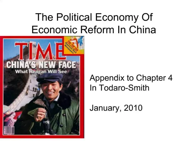 The Political Economy Of Economic Reform In China