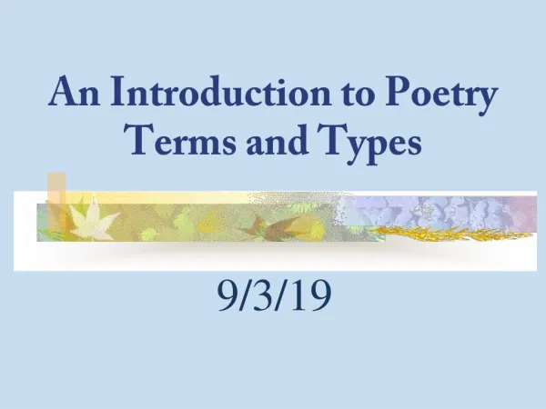 An Introduction to Poetry Terms and Types