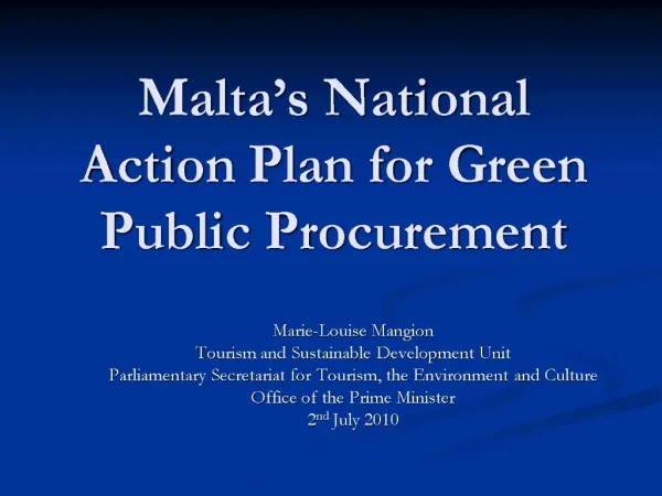 Malta s National Action Plan for Green Public Procurement