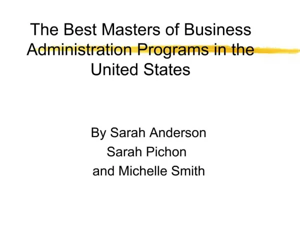 The Best Masters of Business Administration Programs in the United States