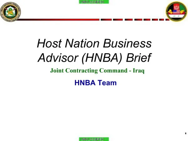 Host Nation Business Advisor HNBA Brief