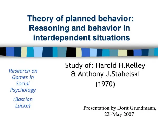 Theory of planned behavior: Reasoning and behavior in interdependent situations
