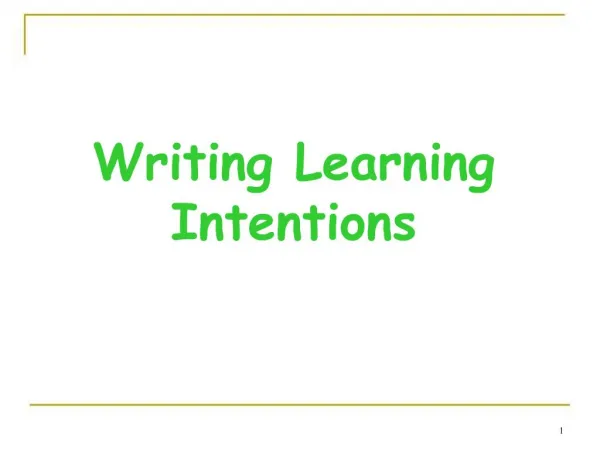 Writing Learning Intentions