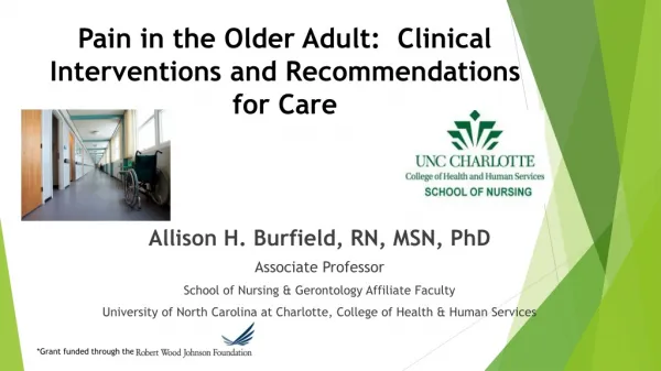 Pain in the Older Adult: Clinical Interventions and Recommendations for Care