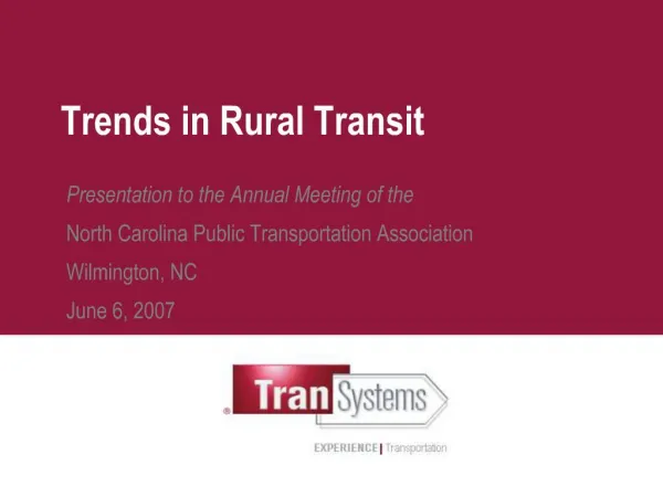 Trends in Rural Transit