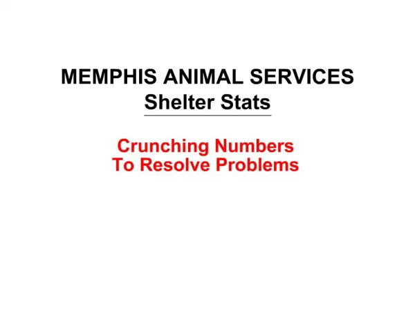 MEMPHIS ANIMAL SERVICES Shelter Stats
