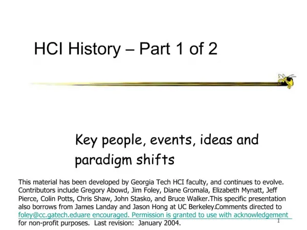 HCI History Part 1 of 2
