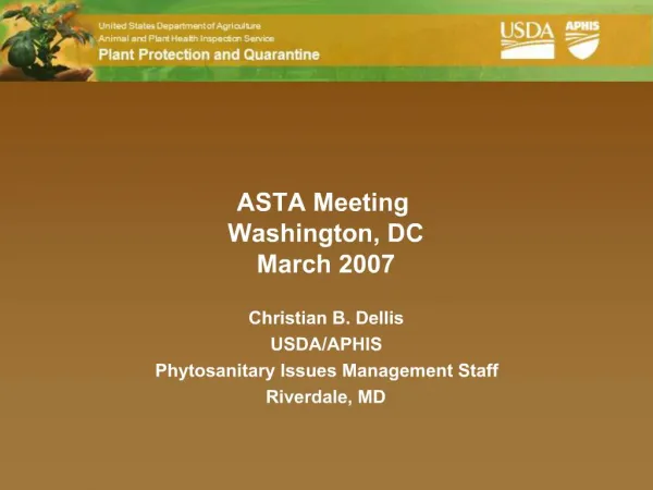 ASTA Meeting Washington, DC March 2007